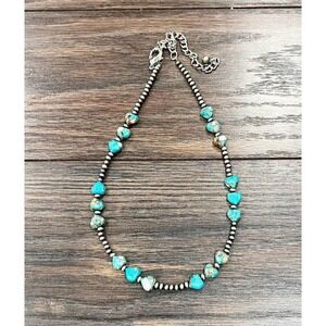 Handmade Navajo Bead Heart Gemstone Necklace 16 to 21 Inches